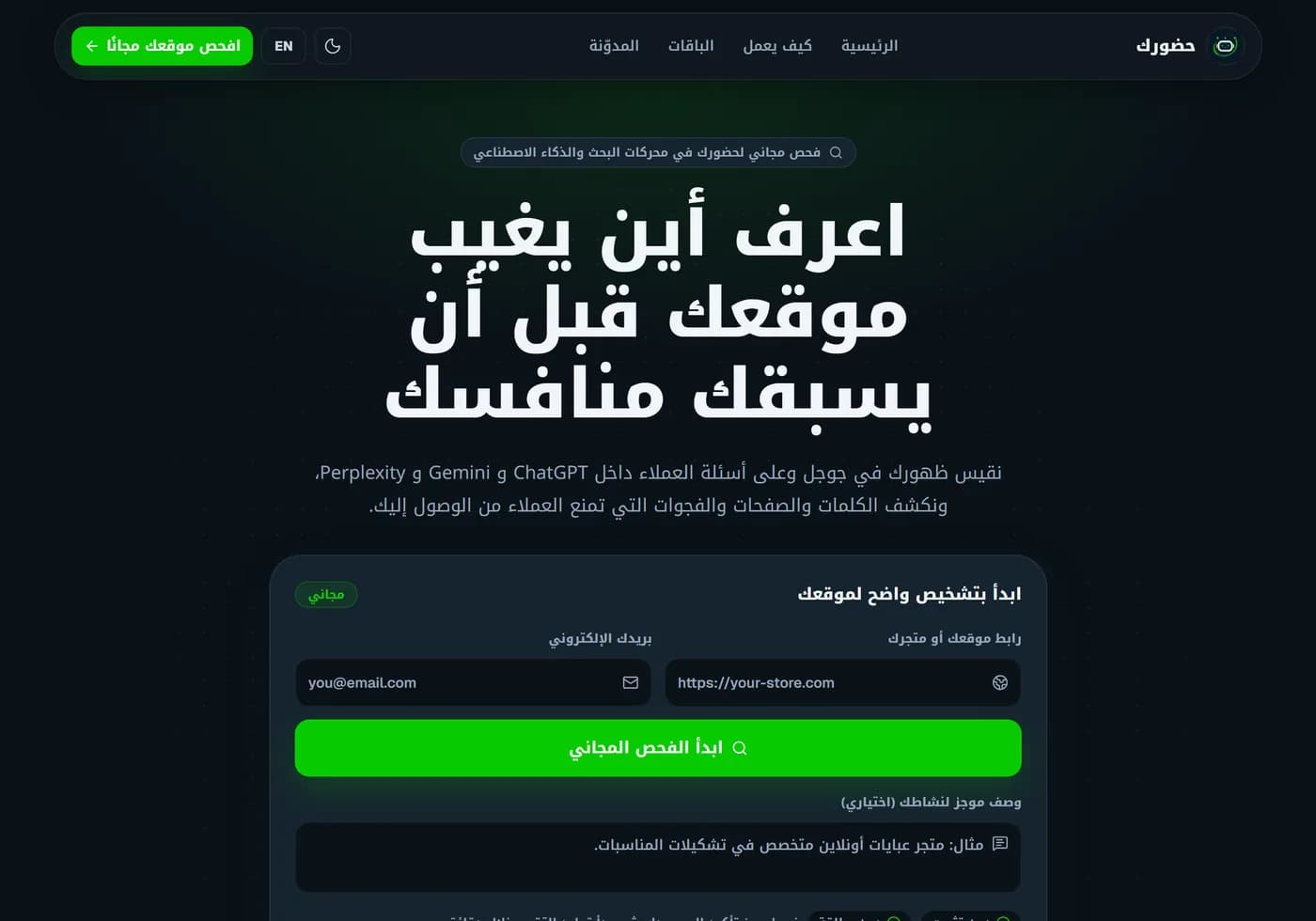 صفحة التحليل في منصّة حضورك